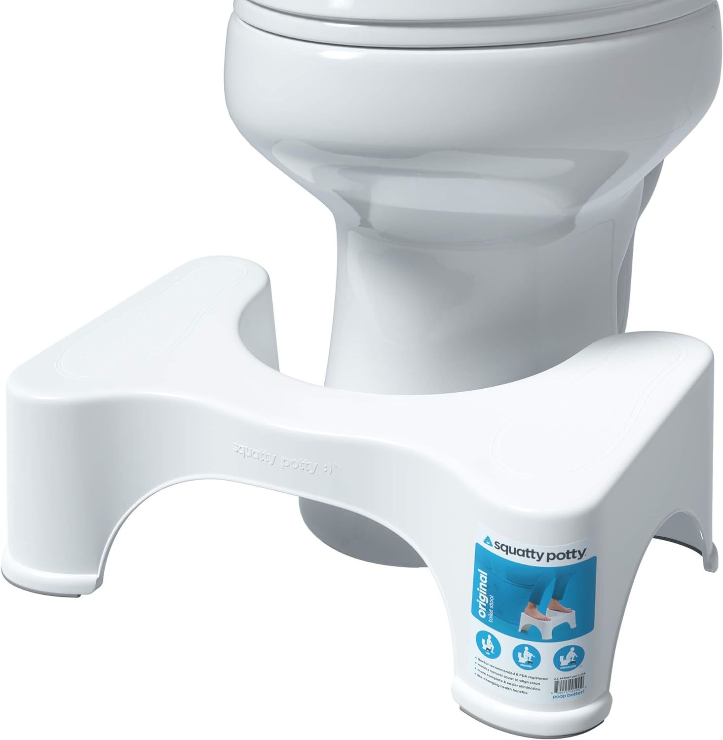The Original Bathroom Toilet Stool, White, 7-Inch Height Squatty Potty. - $37.95