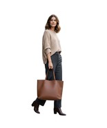 Cuyuna Cognac Brown Large Leather Tote Bag - $213.93 CAD