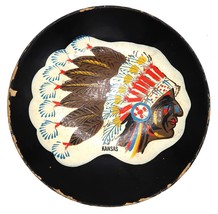 Vtg Lacquer Bowl Hand Painted Kansas Native American Indian Chief Japan - £19.30 GBP