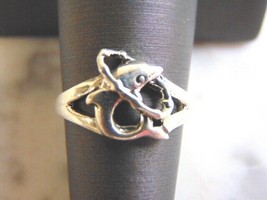Womens Vintage Estate Sterling Silver Dolphin Ring 2.7g E4141 - £19.46 GBP