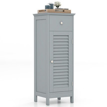 Woodern Bathroom Floor Storage Cabinet with Drawer and Shutter Door-Gray - Colo - £90.36 GBP