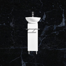 Small Elegant Modern White Finish Pedestal Bathroom Vanity Set Ceramic s... - £254.99 GBP