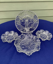 Federal Glass Pioneer fruit pattern 1g plate &amp; bowls, one 11&quot; &amp; two 7 1/2&quot;, mint - £19.45 GBP