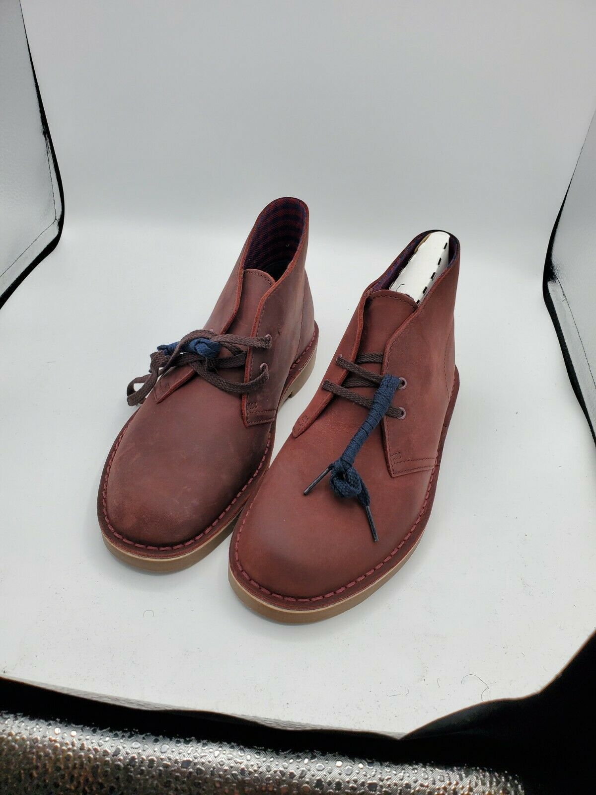 Clarks Men&#39;s Bushacre 2 Aubergine Leather Chukka Boot Burgundy   - $65.00