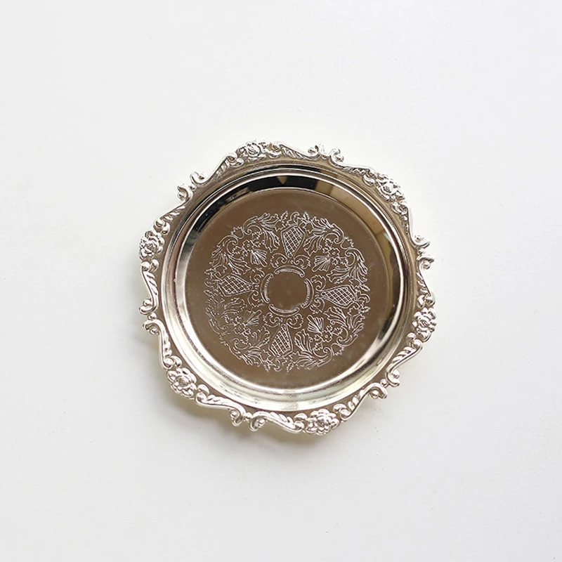 Metal Shell Storage Tray Round Glass Plate Jewelry Dish S2 Storage Tray - $5.00