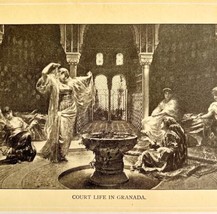 Court Life In Granada Victorian Print 1901 Woman History Ephemera DWP4C - £16.01 GBP
