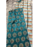JAPANESE KIMONO FABRIC CLOTH AQUA AND BLUE FINE REVERSIBLE PATTERN - €23,58 EUR