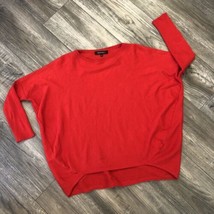 Lafayette 148 Red Modern Loose Fit Wool Cocoon Sweater Ribbed 3/4 Sleeve... - £25.50 GBP