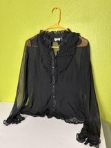 White Stag Black Opaque Top Lace Blouse Medium 8/10 Y2K - $19.60