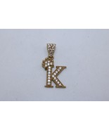 10K Yellow Gold Letter K with Flower Pendant Charm with Cubic Zirconia 1... - $1,110.41 MXN