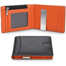DIENQI Carbon Fiber Rfid Slim Card Men&#39;s Deluxe Small Short Bi-Fold Billfold Cas - £57.49 GBP