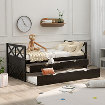Multi-Functional Daybed with Drawers and Trundle, Espresso - £285.50 GBP