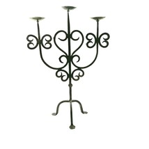 Candelabra Pillar Candle Stand iron Metal 3 Candle Holder plates 16&quot; - £35.18 GBP
