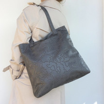 Gray Leather Tote Bag, Women Purses, Original Bags, Shoulder Handbag, Yosy - $128.49