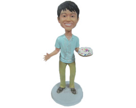 Custom Bobblehead Happy Cute Boy With A Cake - Leisure &amp; Casual Casual Males Per - £71.14 GBP