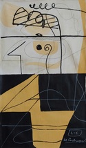 Painting Artwork LE CORBUSIER Signed Canvas, Vintage Abstract Modern Art, Swiss - £112.49 GBP