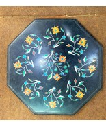 12&quot; Black ,Orange  Coral Stone Inlay Lapis Lazuli Coffee Table Top  - $728.38 CAD