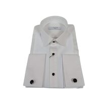 Men CEREMONIA Formal Tux Cotton Shirt Slim Fit Turkey #ATK 13 White Corded image 2