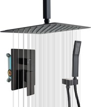 DoBrass Black Shower System with Valve, 12-inch Rainfall Shower Head and... - $123.75