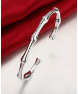 Bamboo bone silver cuff bracelet - €15,37 EUR