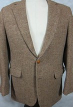 GORGEOUS Vtg Adolphs Brown Textured Herringbone Tweed Wool Sport Coat 40L - £71.93 GBP