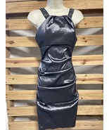 Vintage Sally Sleeveless Rouched Gray Cocktail Dress Woman&#39;s Size M KG JD - $21.78