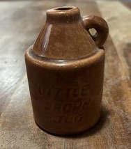Antique Primitive LITTLE BROWN JUG Unique Pottery Miniature Collectible 3&quot; - $391.58 MXN