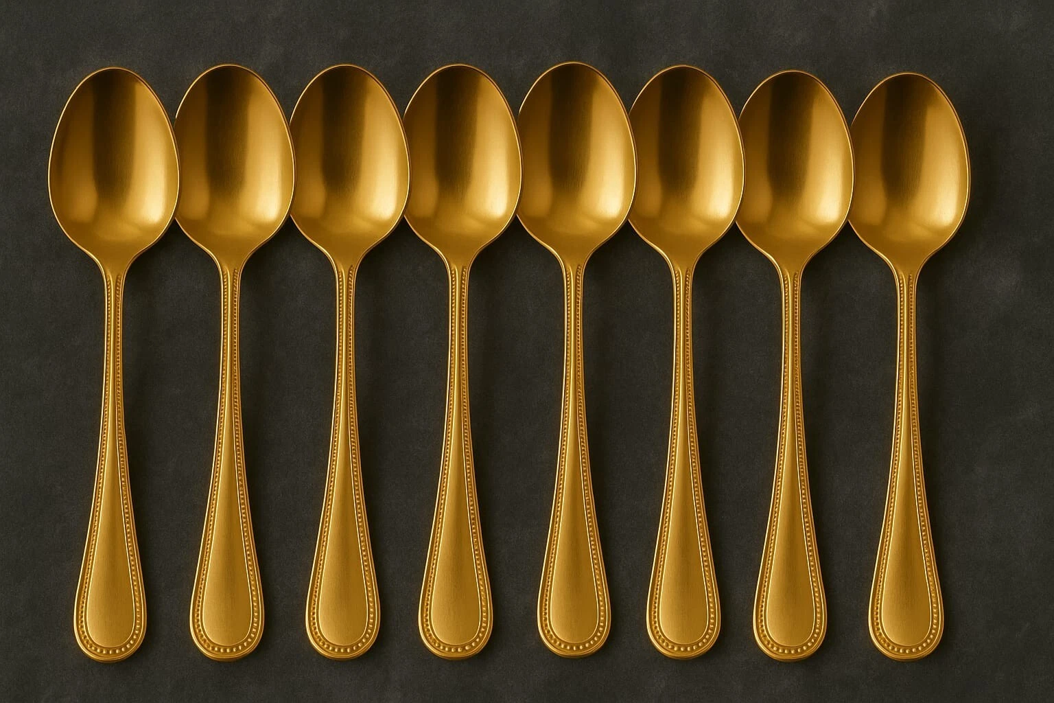 Set of 8 shiny gold plated table spoons, made in Palestine,Stainless steel - $23.00