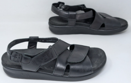 SAS Sandals Women&#39;s Size 7 M Huggy Black Leather Cross Ankle Strap - $38.80