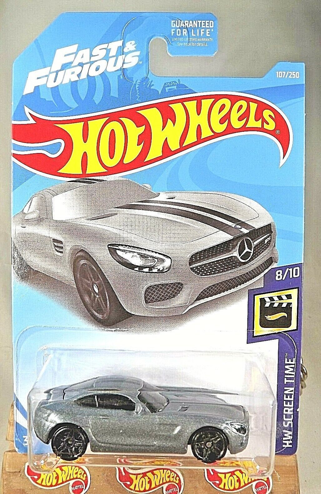 2019 Hot Wheels #107 HW Screen Time 8/10 '15 MERCEDES-AMG GT Gray w/Black Pr5 Sp