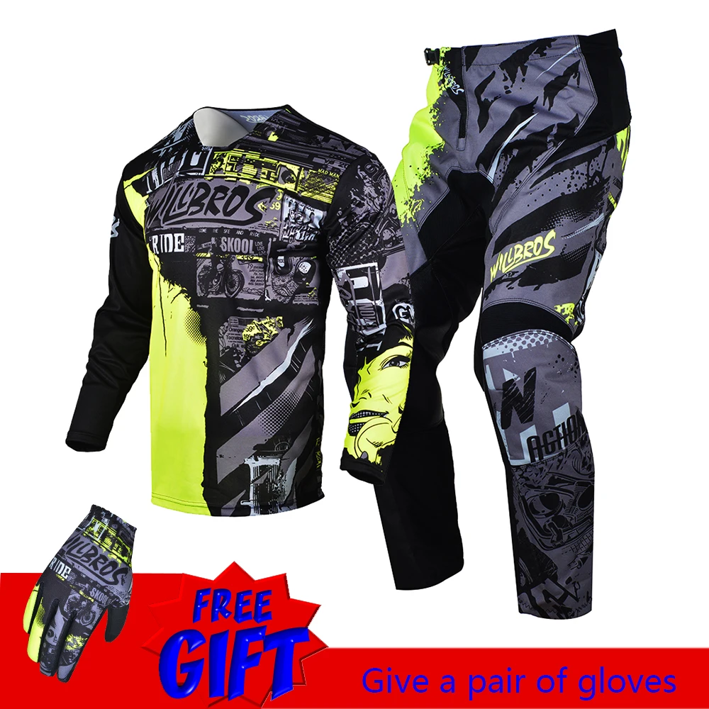 Motocross Gear Set Willbros Jersey Pants MX Combo BMX DH Dirt Bike Outfit Moto - £97.11 GBP