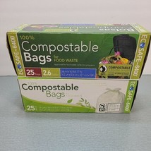 EcoSafe Compostable Lawn  Leaf Yard Waste Bags, 2.6 Gallon, 25 count (2P... - £9.58 GBP