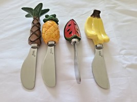 Tag Spreaders Butter Cheese Spreader Earthenware and Stainless Steel Set of Four - £27.52 GBP