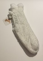 NEW Fuzzy Long Shimmer Slippers Socks Non Skid Sequin Women&#39;s Sizes 6-7.5 White - £8.77 GBP