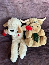 Lot of Plush White Aurora TV Personality Lamb Sheep &amp; Tan Cubby Bull Hand Puppet - $11.29