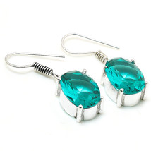 Apatite Quartz Oval Shape Cut Gemstone Handmade Earrings Jewelry 1.40&quot; SA 3659 - £3.15 GBP