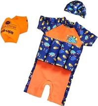 Floating Swimsuits For Kids Toddlers, Orange And Blue Color With Swimmin... - $36.99