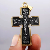Russian Orthodox Crucifix Cross Pendant Necklace Stainless Steel Jewelry Gift - £9.51 GBP