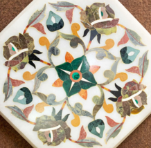 18&quot; Octogonal  White Marble Coffee Table Top Inlay Mosaic Marquetry Gift... - $16,893.91 MXN