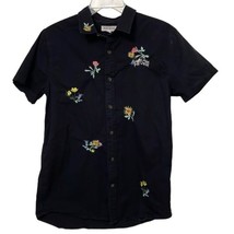 PacSun Black Embroidered Dream Fever Button Up Shirt Mens Size Small - $13.00