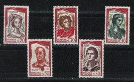 FRANCE 1961 Very Fine  MH Stamps Scott # 997-1001 French Actors - £4.00 GBP