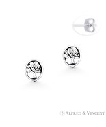 Antique-Finish Tree-of-Life Charm Stud Earrings in Oxidized .925 Sterlin... - $19.65 CAD