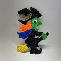 Vintage 19&quot; Tall Melted Plastic Popcorn Halloween Witch Hanging Wall Decoration - £31.96 GBP