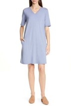 Eileen Fisher Stretch Cotton V Neck Dress Nwt Size M - £48.10 GBP