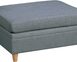 Dorris Fabric Upholstered Modular Ottoman with Wooden Tapered Legs in Steel - $348.99