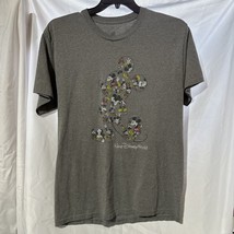 Mouse Mickey Disney Graphic Gray L Mens Shirt T-Shirt Tee Short Sleeve - £13.23 GBP