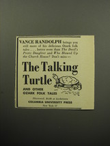 1957 Columbia University Press Ad - The Talking Turtle, Vance Randolph - £14.50 GBP
