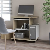 Computer Desk White and Sonoma Oak Engineered wood Medium - $132.49
