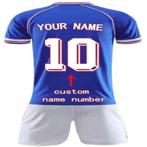 Custom Soccer French Jersey suit for Men Kids Any Name Number 1998 blue ... - $49.55