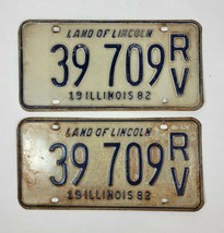 1982 Illinois RV License Plate Matching Set 39 709 RV - £28.33 GBP